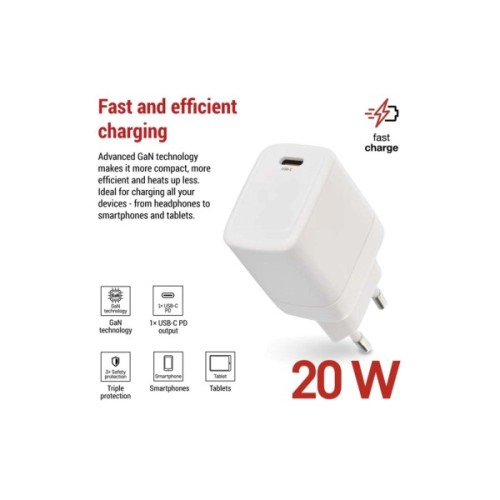 Зарядний пристрій EMOS V01G20 USB-C PD20W GaN (V01G20)