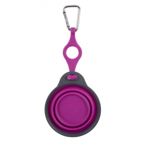 Посуд для собак Dexas Дорожня складна миска Тревел Кап з кріпленням на пляшку 240 мл (пурпурна) (0084297308957)