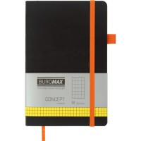 Книга записна Buromax Concept 125x195 мм 96 аркушів в клітинку обкладинка зі штучної шкіри Помаранчева (BM.291162-11)