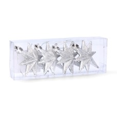 Ялинкова іграшка Chomik Зірки, 9 см, пластикові 4 шт, сріблясті (5901292631147_1)