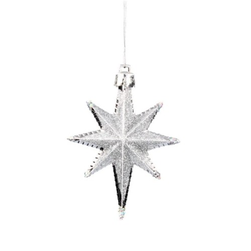Ялинкова іграшка Chomik Зірки, 9 см, пластикові 4 шт, сріблясті (5901292631147_1)