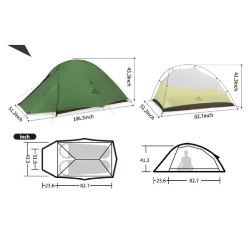 Намет Naturehike надлегкий двомісний Cloud Up Pro CNK2350WS020, темно-зелений (6927595798737)