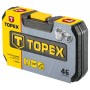 Набір інструментів Topex торцевих головок 1/4” CrV, 46 шт. (38D640)