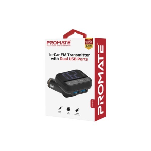 FM модулятор Promate ezfm-2 black AUX/SD/USB Black (ezfm-2.black)