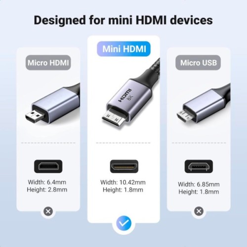 Кабель мультимедійний HDMI M to HDMI mini M 2.0m 8K HD163 black Ugreen (15515)