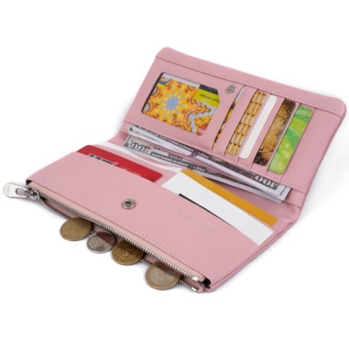 Гаманець ST Leather На кнопці Рожевий (19201)