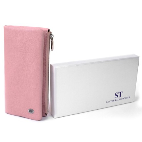 Гаманець ST Leather На кнопці Рожевий (19201)