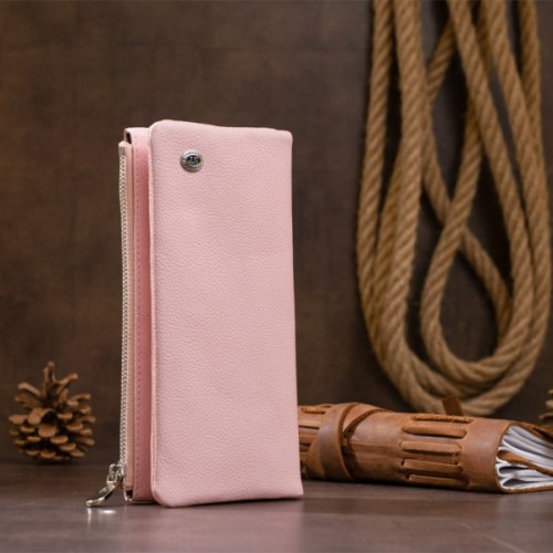 Гаманець ST Leather На кнопці Рожевий (19201)