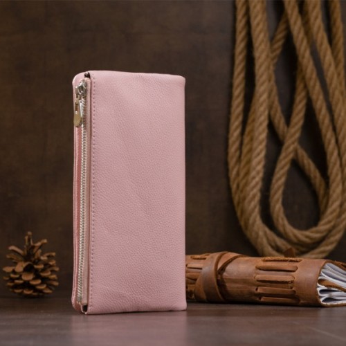 Гаманець ST Leather На кнопці Рожевий (19201)