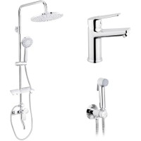 Душовий гарнітур Kroner Armada-C064K + змішувач Hagen-C010 + змішувач Bidet-C082 (CVS30203)
