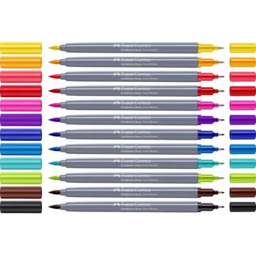 Художній маркер Faber-Castell акварельних двосторонніх Goldfaber Aqua Dual Marker, 12 кольорів (32362)