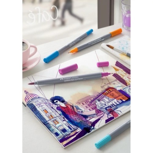Художній маркер Faber-Castell акварельних двосторонніх Goldfaber Aqua Dual Marker, 12 кольорів (32362)