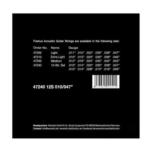 Струни для гітари Framus Phosphor Bronze Light 12-String (10-47) (47240 12S)