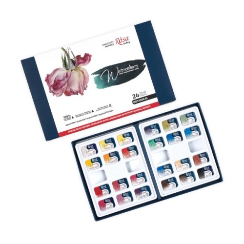Акварельні фарби Rosa Gallery Bontanical, 24 кольри по 2,5 мл (4823098541134)