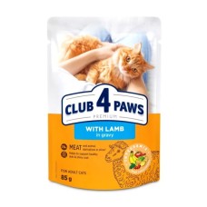Вологий корм для кішок Club 4 Paws з ягням у соусі 85 г (4820269142558)