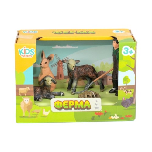 Фігурка Kids Team набір Ферма фермер, кролик, два ягнятка (Q9899-T7_2)