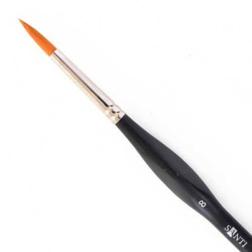 Пензлик для малювання Santi синтетика Sensation, коротка ручка з вигином, кругла, №8 (310782)