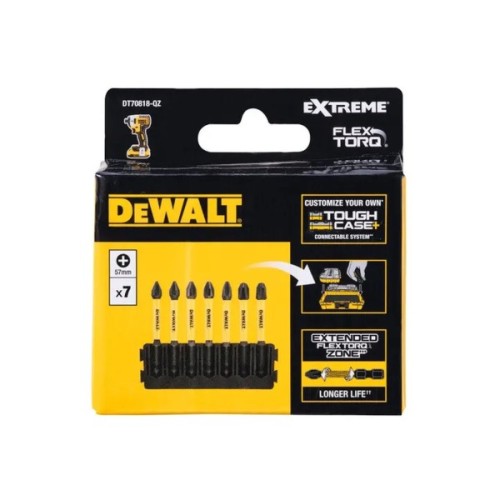 Набір біт DeWALT в касеті для Tough Case, FlexTorq, L=57 мм, Рh1-2шт, Рh2-3шт, Рh3-2шт. (DT70818)