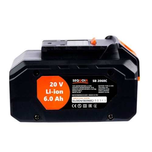 Акумулятор до електроінструменту SEQUOIA 20 В, 6Ah, вес 0.90 кг (SB2060C)
