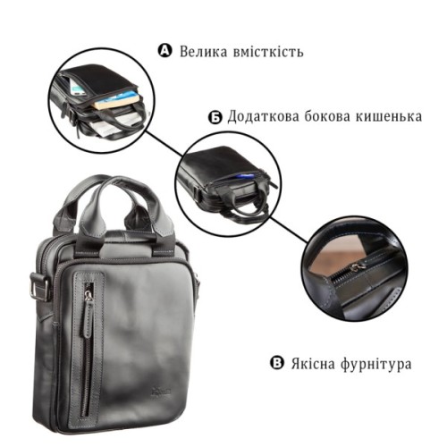 Сумка Shvigel У гладкій шкірі Чорна (11184)