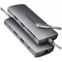 Концентратор AXAGON USBC to 3xUSB-A + HDMI + RJ45 + SD/microSD + audio + PD 100W 0.2m grey (HMC-8HLSA)