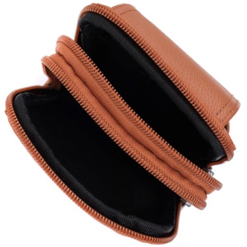 Сумка Vintage На пояс на два відділення з натуральної шкіри Руда (22737)