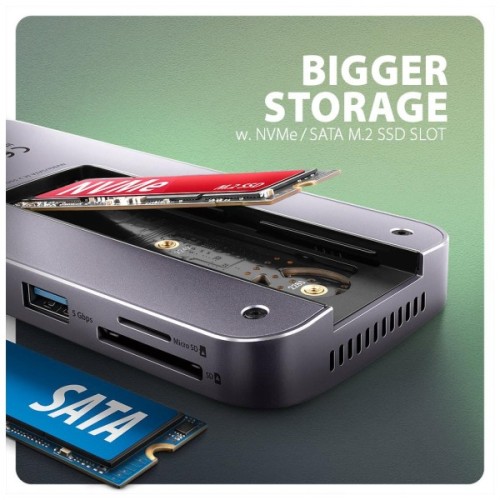 Концентратор AXAGON USB-C 12-in-1 HDMI + DisplayPort + RJ45 1000Mbps + PD100W aluminum gray (HMC-12GM2)