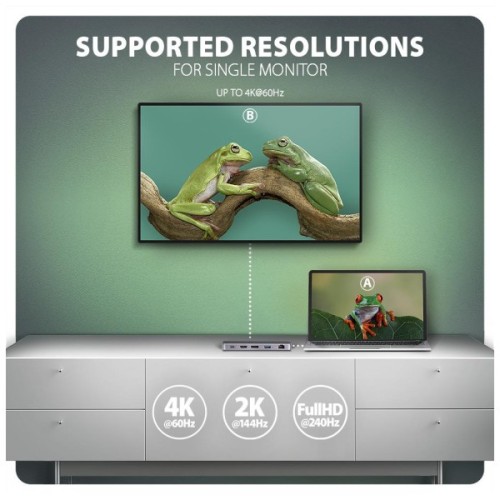 Концентратор AXAGON USB-C 12-in-1 HDMI + DisplayPort + RJ45 1000Mbps + PD100W aluminum gray (HMC-12GM2)