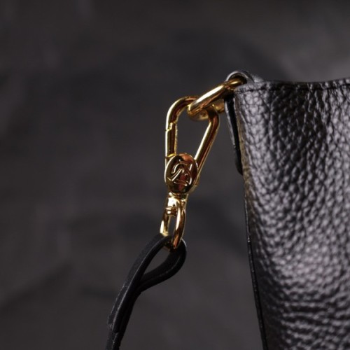 Сумка Vintage Шкіряна жіноча з автономною косметичкою всередині Чорна (22363)