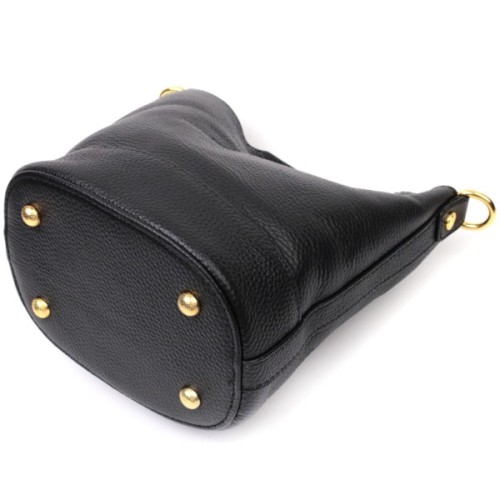 Сумка Vintage Шкіряна жіноча з автономною косметичкою всередині Чорна (22363)