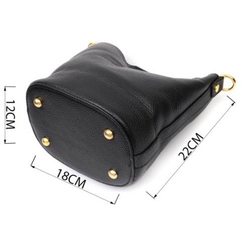 Сумка Vintage Шкіряна жіноча з автономною косметичкою всередині Чорна (22363)