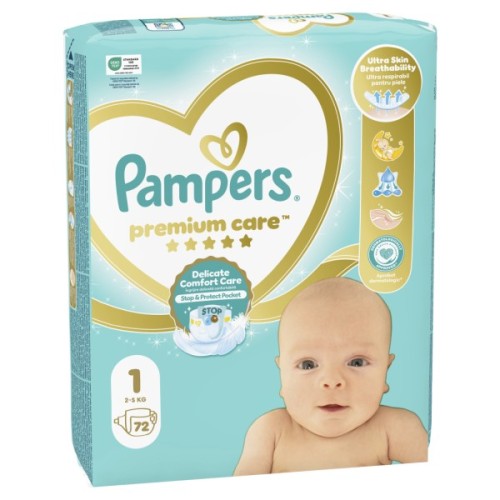 Підгузки Pampers Premium Care Розмір 1 (2-5 кг) 72 шт (8006540858073)