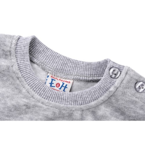 Набір дитячого одягу Breeze велюровий з вертольотом і штанцями в зірочку (8113-80/B-gray)