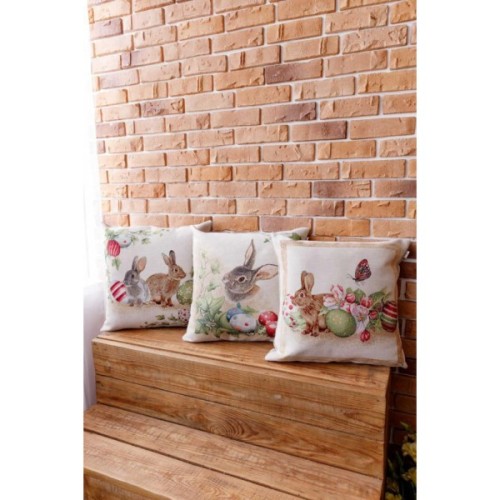 Наволочка Прованс гобеленова декоративна Заєць з писанками Веснянка 45х45 см (034262)