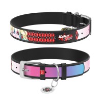 Нашийник для тварин WAUDOG Design з QR паспортом "Харлі Квін" XXS Ш 12 мм Д 18-24 см чорний (0012-1002-01)
