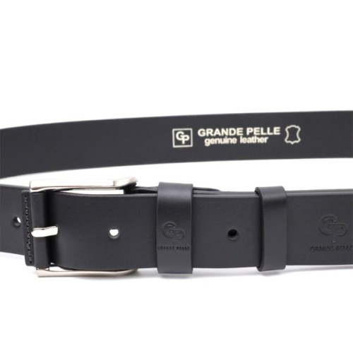 Ремінь Grande Pelle Під джинси з натуральної шкіри Чорний (11685)