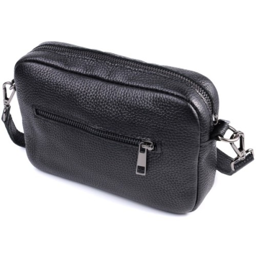 Сумка Shvigel Крос-боді з зернистої натуральної шкіри Чорна (22842)