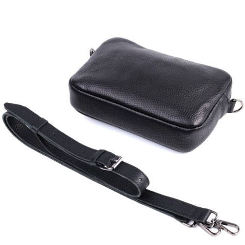 Сумка Shvigel Крос-боді з зернистої натуральної шкіри Чорна (22842)