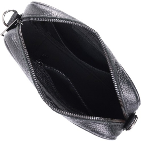 Сумка Shvigel Крос-боді з зернистої натуральної шкіри Чорна (22842)