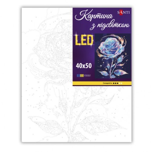 Картина по номерам Santi Блискуча троянда 40х50 см LED підс (956647)