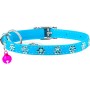 Нашийник для тварин WAUDOG GLAMOUR "Квіточка" з резинкою і стразами для кішок (блакитний) (32552)