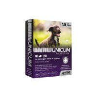 Краплі для тварин Unicum Pro від бліх, вошей, волосоїдів, комарів, москітів, іксодових кліщів для собак 1.5-4 кг/3 шт (4820150206512)