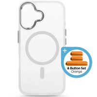 Чохол до мобільного телефона Armorstandart Unit MagCase Apple iPhone 17 Clear Silver + Orange Button Set (ARM90581)