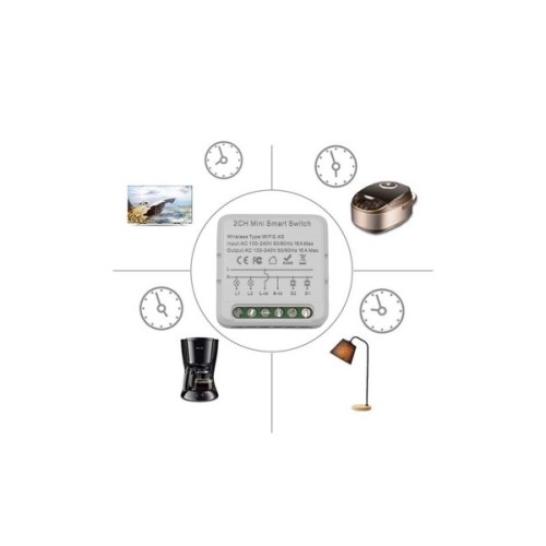 Розумне реле TUYA Wifi 16A 2-канальный (HS084028)