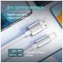 Дата кабель USB 2.0 AM to Lightning 1.0m 3A zinc alloy braided white ColorWay (CW-CBUL098-WT)