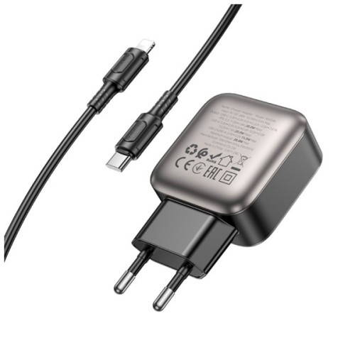 Зарядний пристрій BOROFONE BAS54A Absolute 1xUSB-C PD20W + 1xUSB QC3.0 + cable USB-C to Lightning Black (6941991116216)