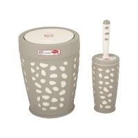 Набір для ванної кімнати Planet Household Stone 2 предмети сірий з кремовим (6868)