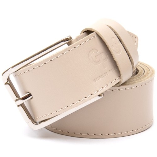 Ремінь Grande Pelle Шкіряний унісекс Бежевий (11450)