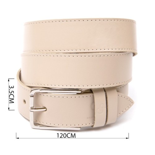 Ремінь Grande Pelle Шкіряний унісекс Бежевий (11450)