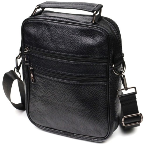 Сумка Vintage Месенджер з натуральної шкіри Чорна (21950)